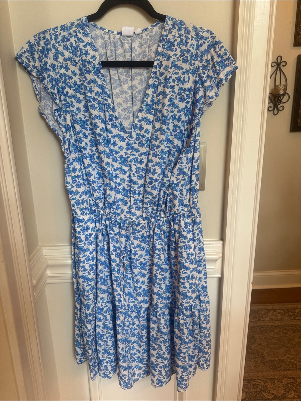 GAP Blue and White Floral V-Neck Sundress